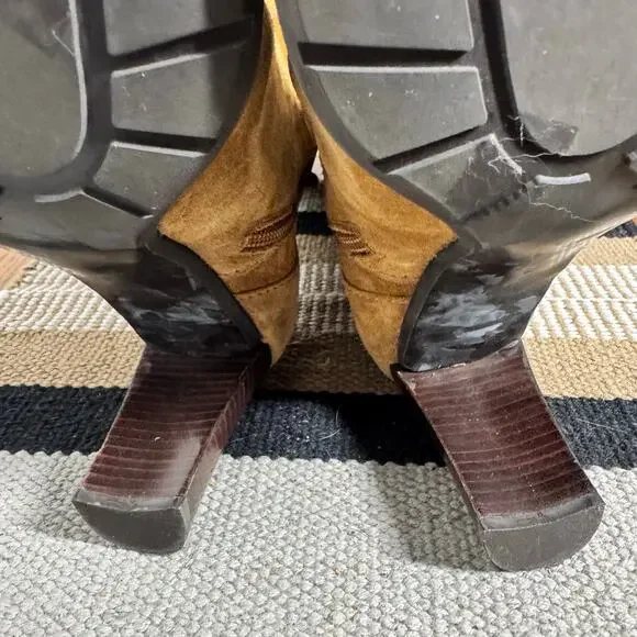 Plaginsa 90s Suede Leather Boot Women 8M Camel Brown Y2K Bratz Capsule Wardrobe - Picture 10 of 10